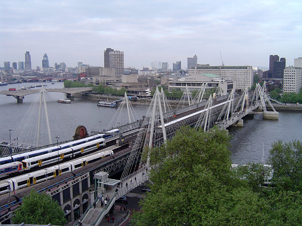 Hungerford Bridge, River Thames, London, England